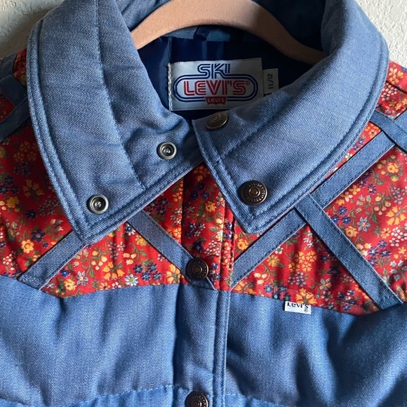 Rare Vintage Levi’s Ski Goose Down USA Made Weatern Floral Puffer Vest 11/12 - Picture 6 of 16